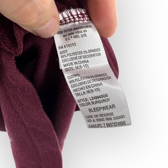 Harry Potter Hogwarts Is My Home Sleep Shirt Burgundy 3/4 Sleeve Women’s M - Picture 6 of 7